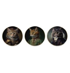 Protect your home spaces  in style with this cat head coaster set.