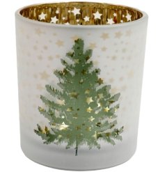 Beautiful festive Christmas tree tea light holder