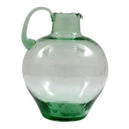 Green Tone Round Glass Flower Vase, 25.5cm