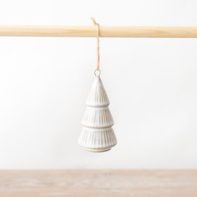 Enhance your holiday decor with this festive white Christmas tree ornament, adding a touch of sophistication 