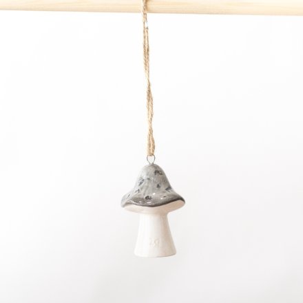 Little Grey Mushroom Hanging Deco, 7cm