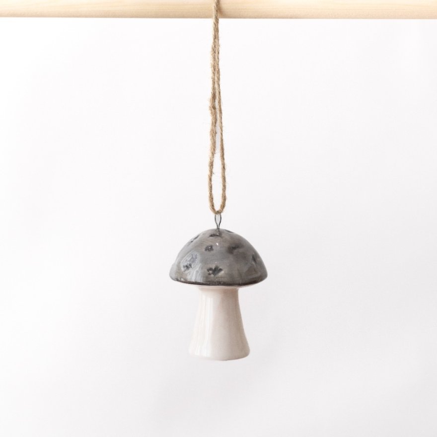 Grey & White Glazed Hanging Mushroom