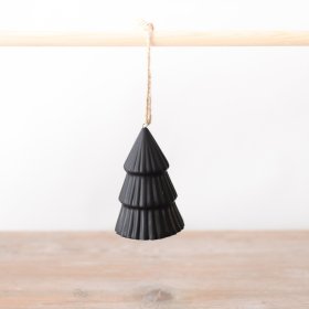 Enhance your tree with a touch of rustic charm using this black matte tree hanger.