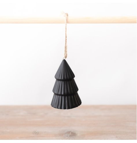 Elevate your tree's style with rustic charm of this matt black hanger.