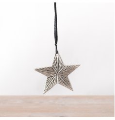 Add a touch of sparkle to your holiday décor with our Silver Aluminium Hanging Star