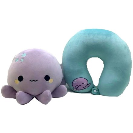 Swapseazzz Adoracorns Octopus 2-in-1 Plush Travel Pillow & Toy