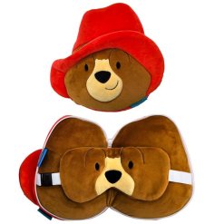 Relaxeazzz Paddington Bear Round Plush Travel Pillow  & Eye Mask