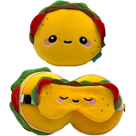 Relaxeazzz Travel Pillow and Eye Mask Foodiemals Frida the Taco Design
