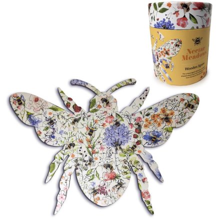 Nectar Meadows Bee Shaped Jigsaw  Puzzle, 130pc 