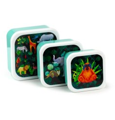 These set of 3 bright animal kingdom snack pot offers a convenient and fun way to store and transport snacks for school,