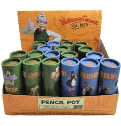  Pencil Pot  W/ 12 Colouring Pencils in Wallace & Grommit Design