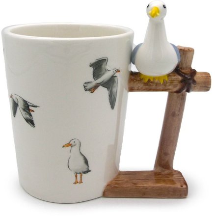  Seagull Buoy Ceramic Mug with Wood Handle