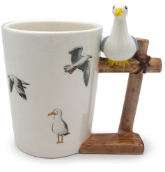 Beautiful illustrated seagull mug perfect for the nature lover