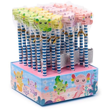 4/A Axolotl Salamander Pencil & Eraser Topper