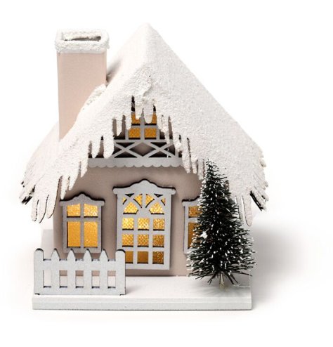 Christmas Snow Covered LED House, 11cm