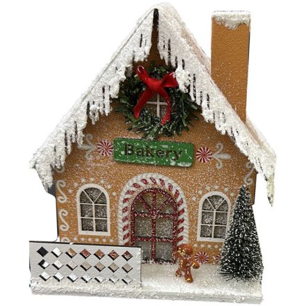 Christmas Gingerbread Bakery LED House, 15.5cm