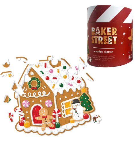 Christmas Gingerbread Baker Street  Jigsaw Puzzle, 130pc
