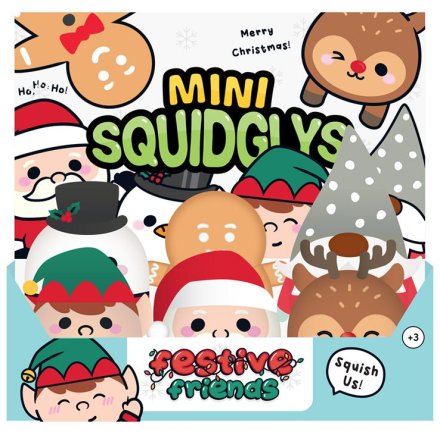 Festive Squidglys Christmas Plush Keyring with Adorable Friends Design