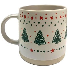 Stoneware Christmas Tree Mug, 9cm
