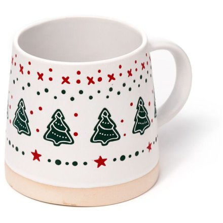 Stoneware Christmas Tree Mug, 9cm
