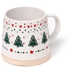 Stoneware Christmas Tree Mug, 9cm
