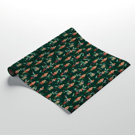 Green Christmas Nutcracker Wrapping Paper Roll