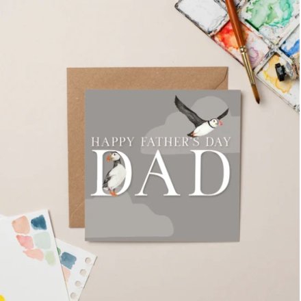 Happy Fathers Day Puffin Greeting Card, 15cm
