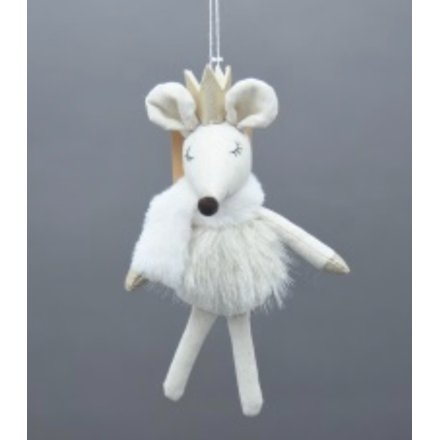 White Hanging Mouse Ornament, 23cm