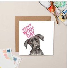 A lovely greetings card with a cut doogy picture