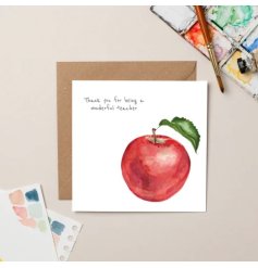 Apple Wonderful Teacher Greeting Card, 15cm