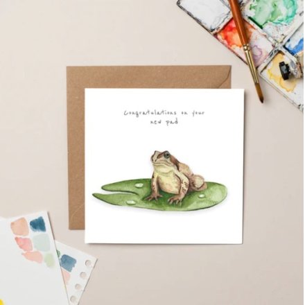 Frog New Pad / Home Greeting Card, 15cm