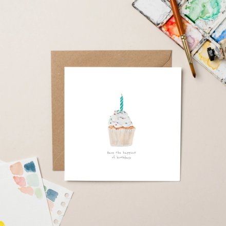 Happy Birthday Cup Cake Greetings Card