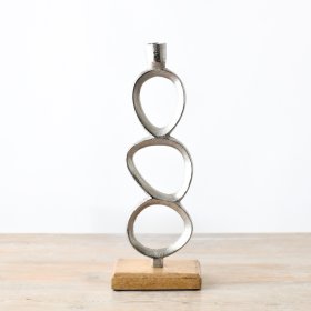 This hammered metal candle stick with a chrome finish is great for adding minimalistic style to the home.