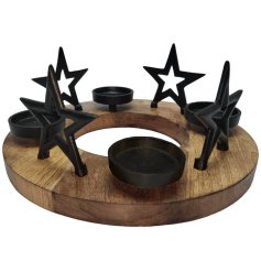 Create a wonderful table display with this decorative chunky t light holder in black. 