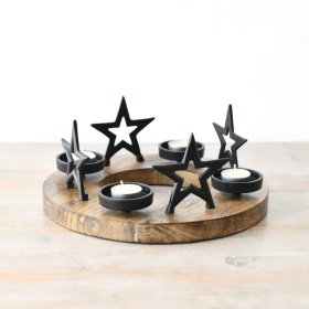 A rustic candle holder perfect for displaying throughout all the seasons.