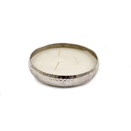 Silver Hammered Candle, 15cm