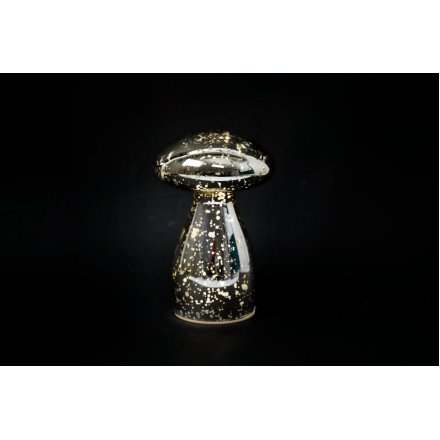 Small Gold LED Standing Mushroom, 14cm