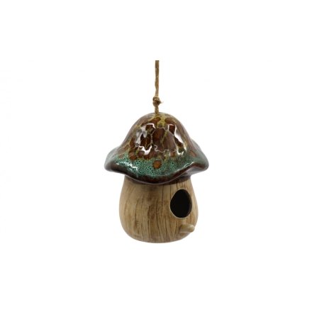  Bird House Mushroom Design, 17cm