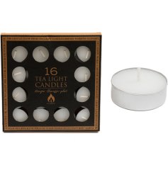 A set of 16 bougie tea light candles in black packaging.