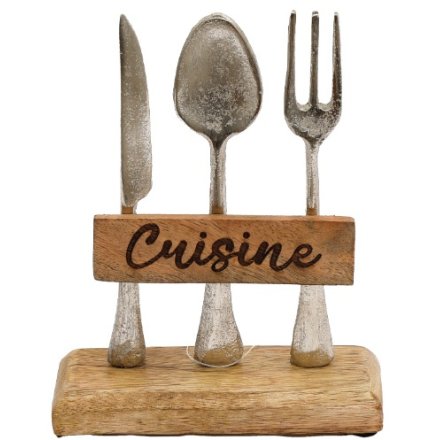 Cuisine Cutlery on Wooden Base, 16.5cm