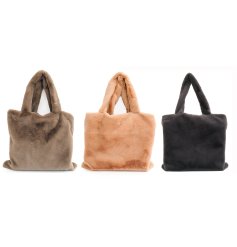 Shop and travel in style with this trendy and super soft faux fur tote bag in 3 assorted designs. 