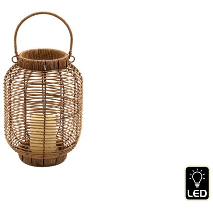 30cm Wicker Lantern with Led Candle