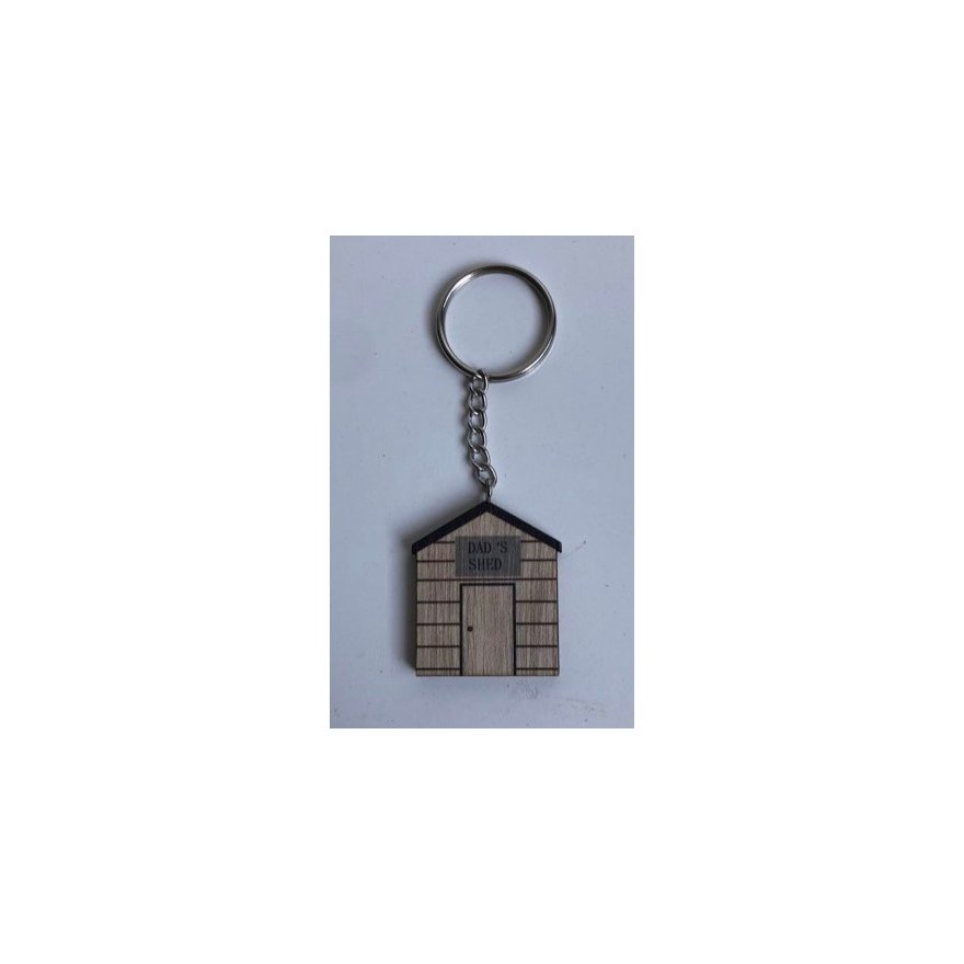 Wood Dads Shed Keyring, 5cm