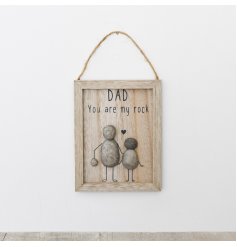 This rustic plaque is a must have for fathers day with a sweets message and pebble ppl design