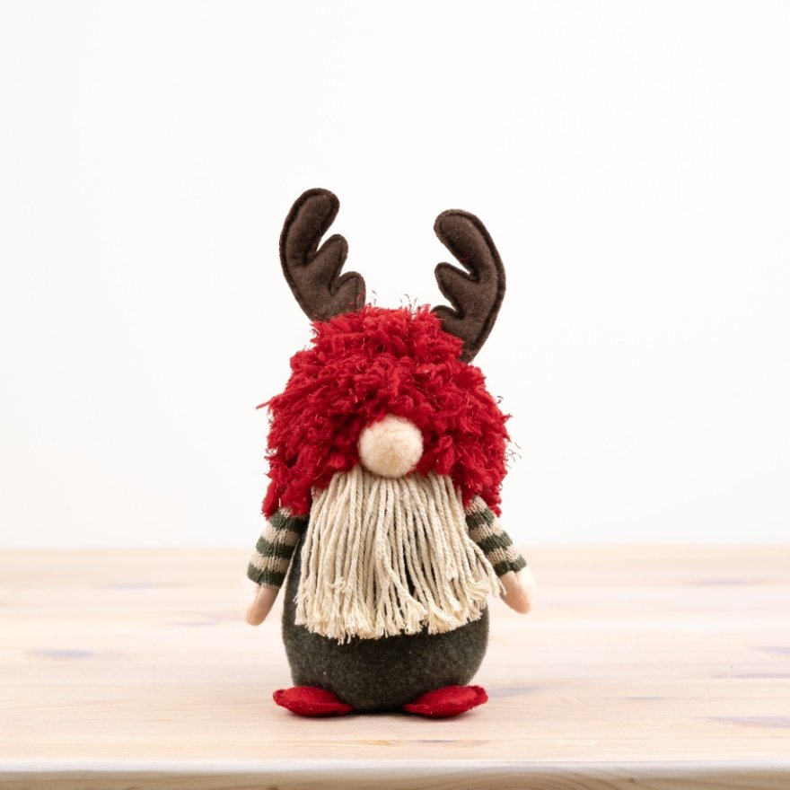 Gnome with Antlers Sitting Statue, 23cm