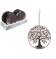 Enhance your outdoor decor with this charming tree of life hanger, crafted with a rustic touch.