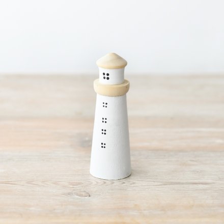 Wooden Lighthouse Deco, 10cm