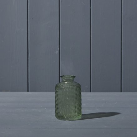 Dimpled Glass Bottle, Vintage Green, 10cm