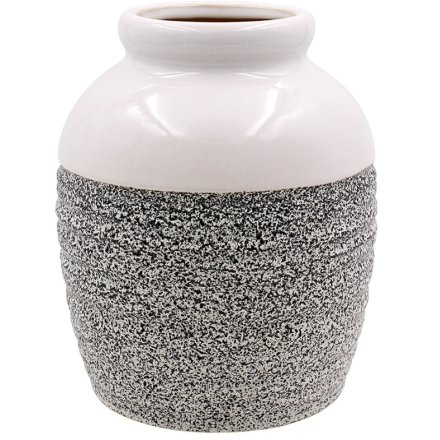Small white & Grey Saturn Vase, 17.5cm