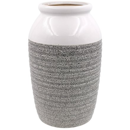 35cm Grey and White Saturn Vase